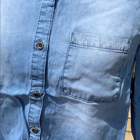 Blue Vintage Denim Distressed Tie Knot Top - Picture 6 of 8